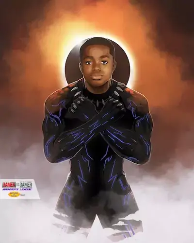 A personalized digital superhero picture of the Black Panther