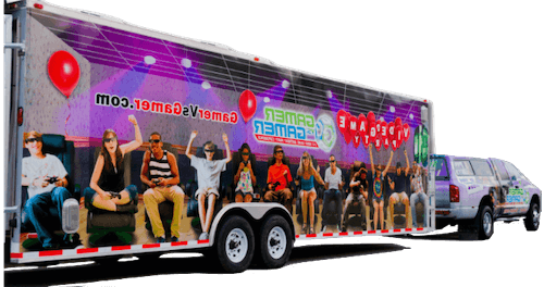 Picture of our Gamer vs Gamer Purple Truck & trailer, representing a gametruck near me