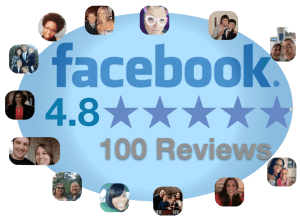 Facebook Oval Banner Displaying Our Gaming Birthday Party Clients Who gave Reviews