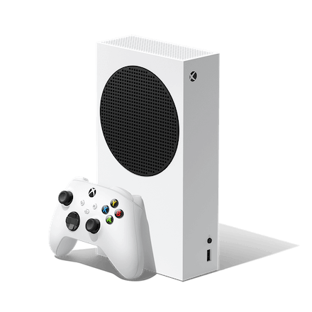 White Xbox Series S gaming console with a single controller. Our gametruck gives away Xbox's as birthday gifts with your party package